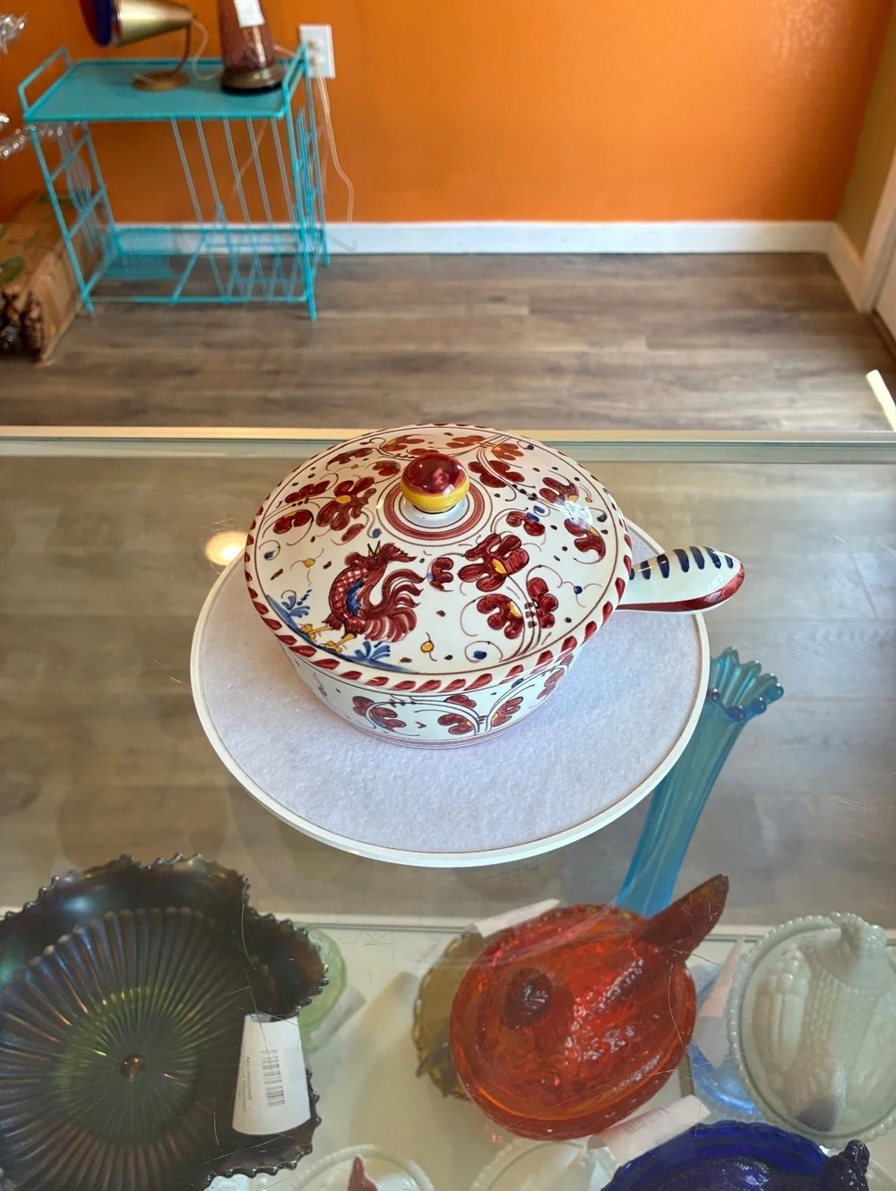 Grazia Deruta Italy Vintage Galletto Red Rooster Soup Bowl Hand Painted